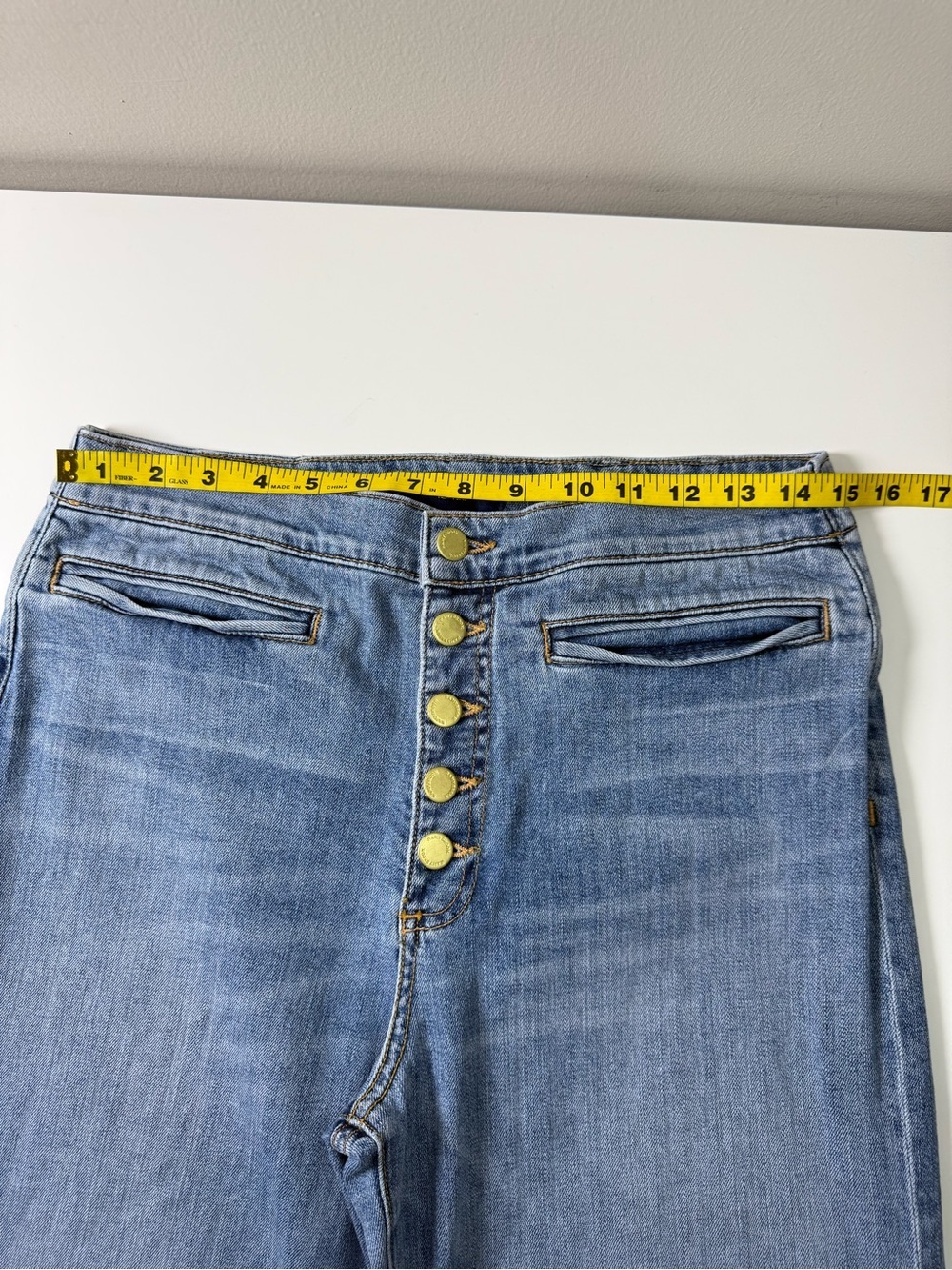 Ramy Brook | High Rise Wide Leg Cropped Jeans Button Fly Jeans | Blue | Size 30 - Picture 8 of 12